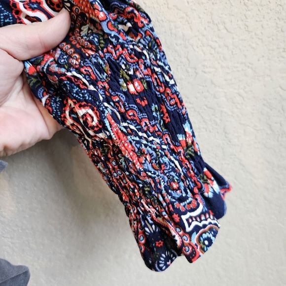 Boden Botanic Paisley Print Smocked Cuff Midi Dress, Navy/Multi, Plus Size 22R - Picture 6 of 7